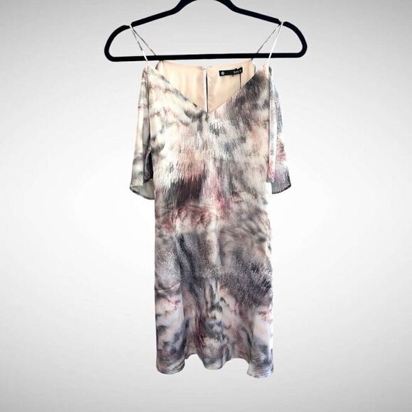 Revolve Krisa Los Angeles Abstract Watercolor Cold Shoulder Dress Size XS - Picture 1 of 6
